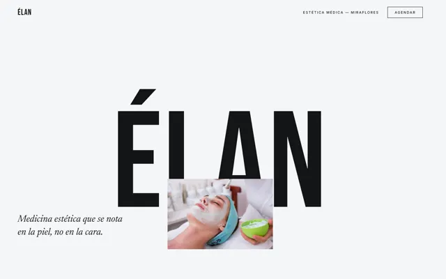 Web de ÉLAN: titular grande junto a la foto de una clínica de estética.